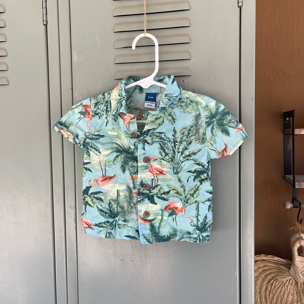 Old Navy Tropical flamingo button down Matching Set